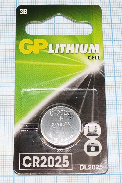 бат 3В\ 145мАч\20,0x2,5\Li\CR2025\GP бат 3В\ 145мАч\20,0x2,5\Li\CR2025\GP